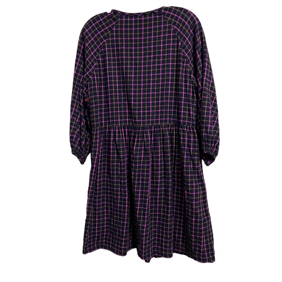 MADEWELL SZ 2 Plaid Flannel Raglan Button-Front Shirtdress - Picture 6 of 7